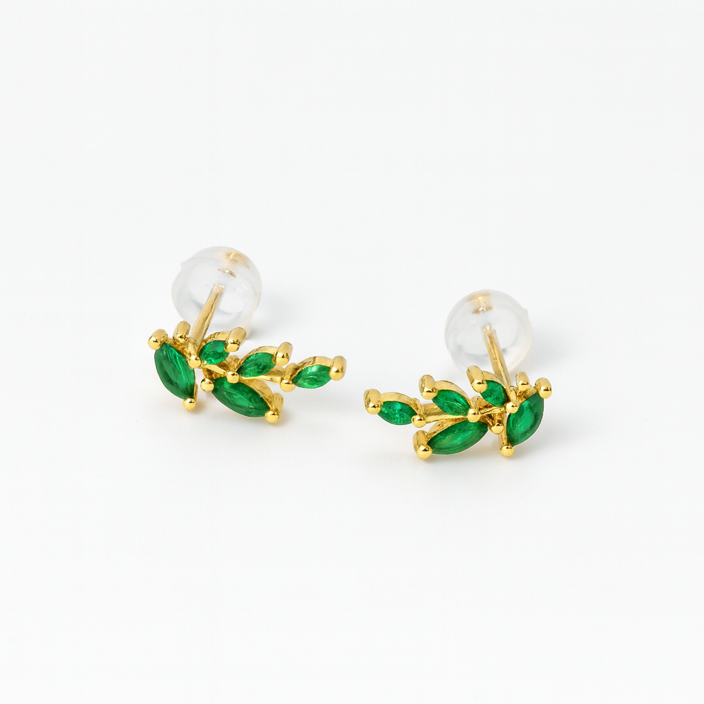 Haifa Emerald Olive Studs
