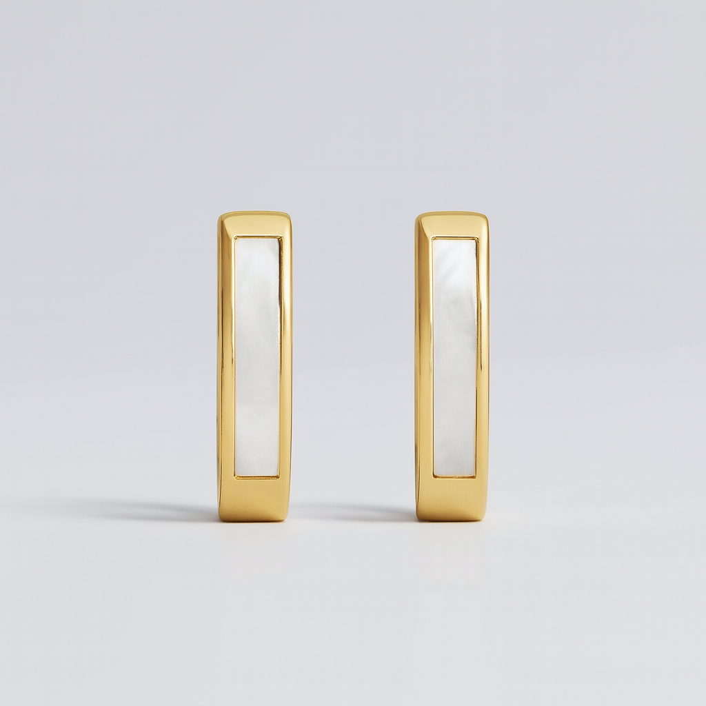 The Ashford Pearl Inlay Hoops