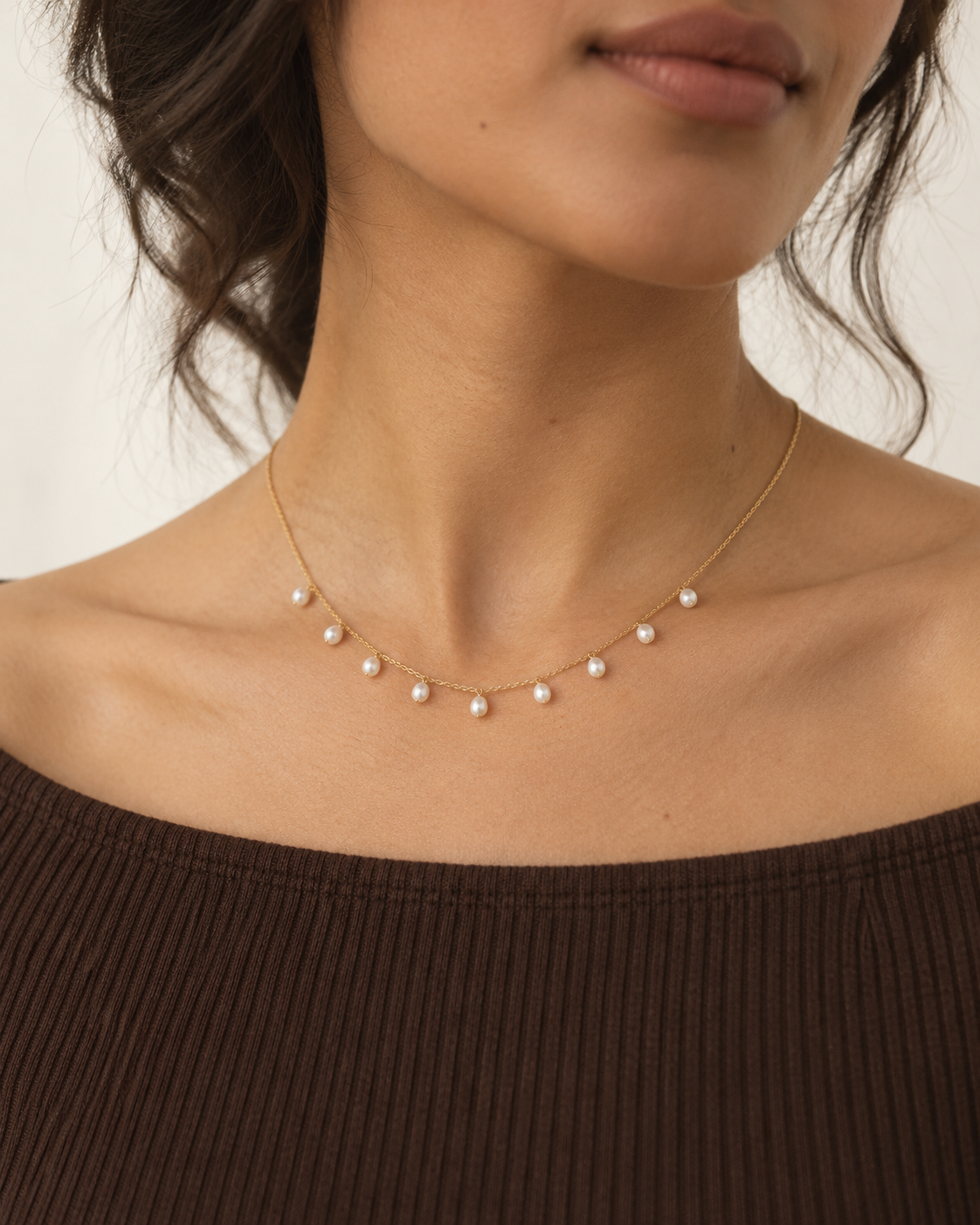 White Freshwater Pearl 18" Necklace in 14K Yellow Gold