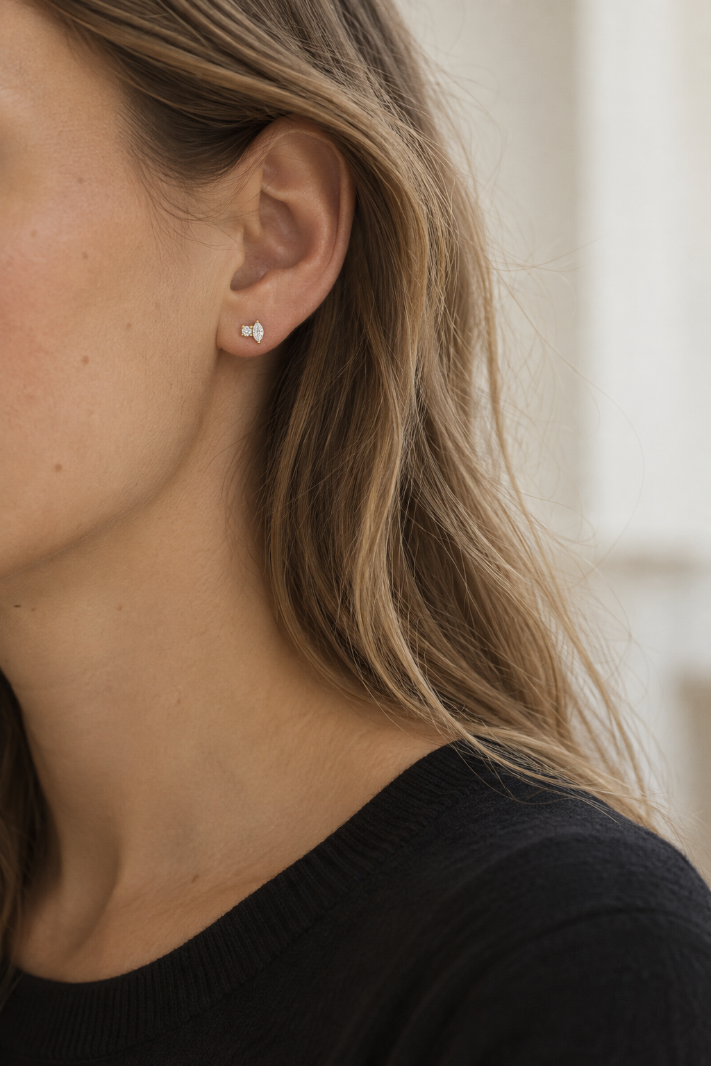 .08 CT Natural Diamond Earrings in 14K Yellow Gold