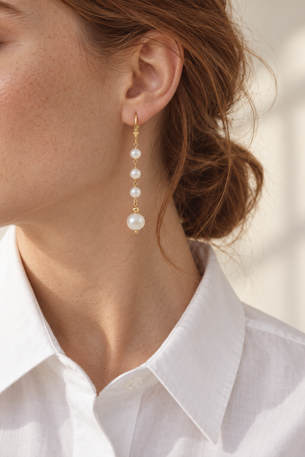 Freshwater Pearl Earrings in 14K Yellow Gold