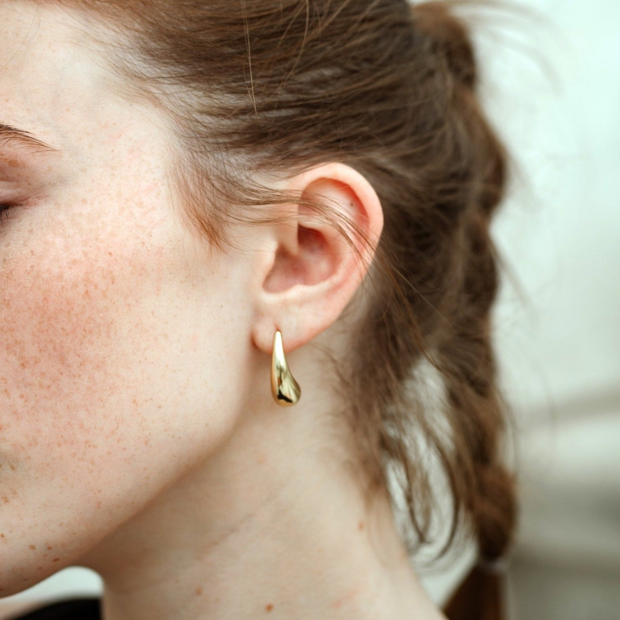 Golden Tear Drop Studs