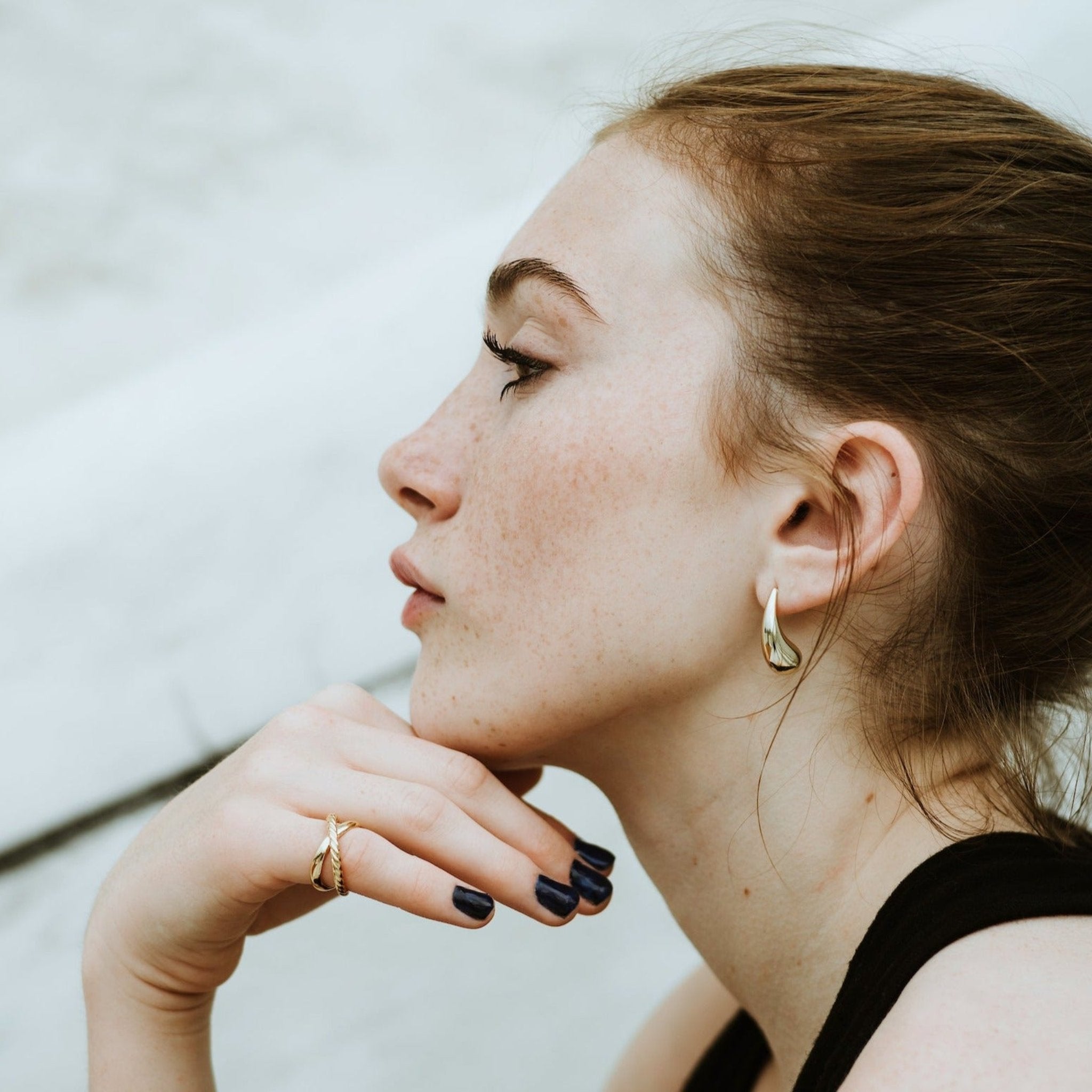 Golden Tear Drop Studs