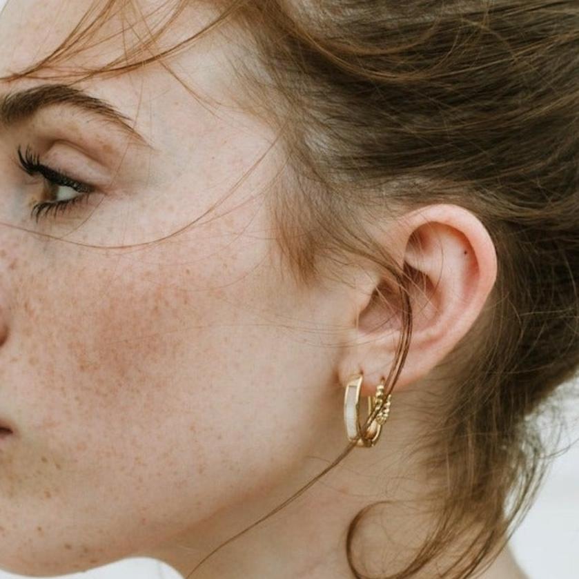 The Ashford Pearl Inlay Hoops