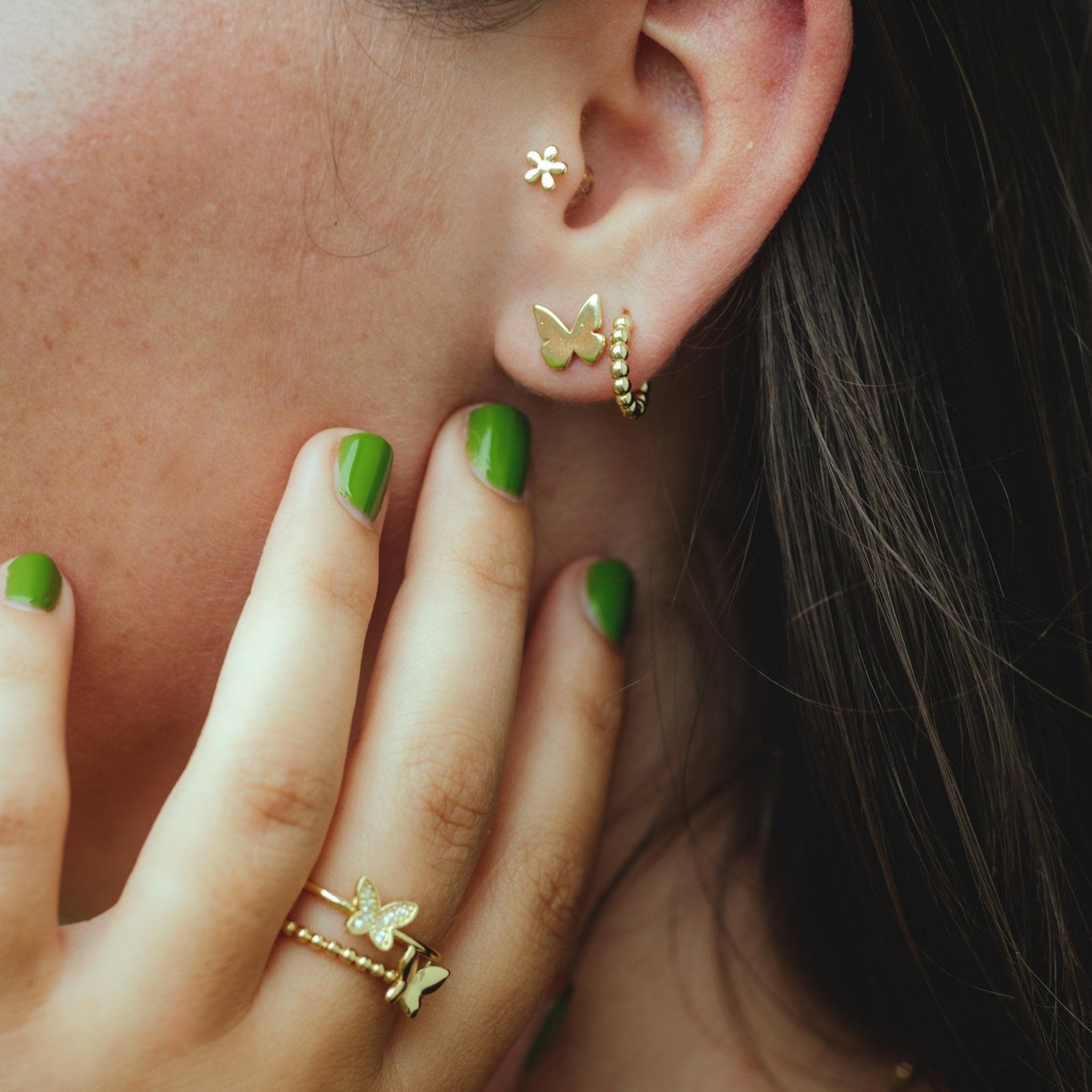 Golden Butterfly Studs