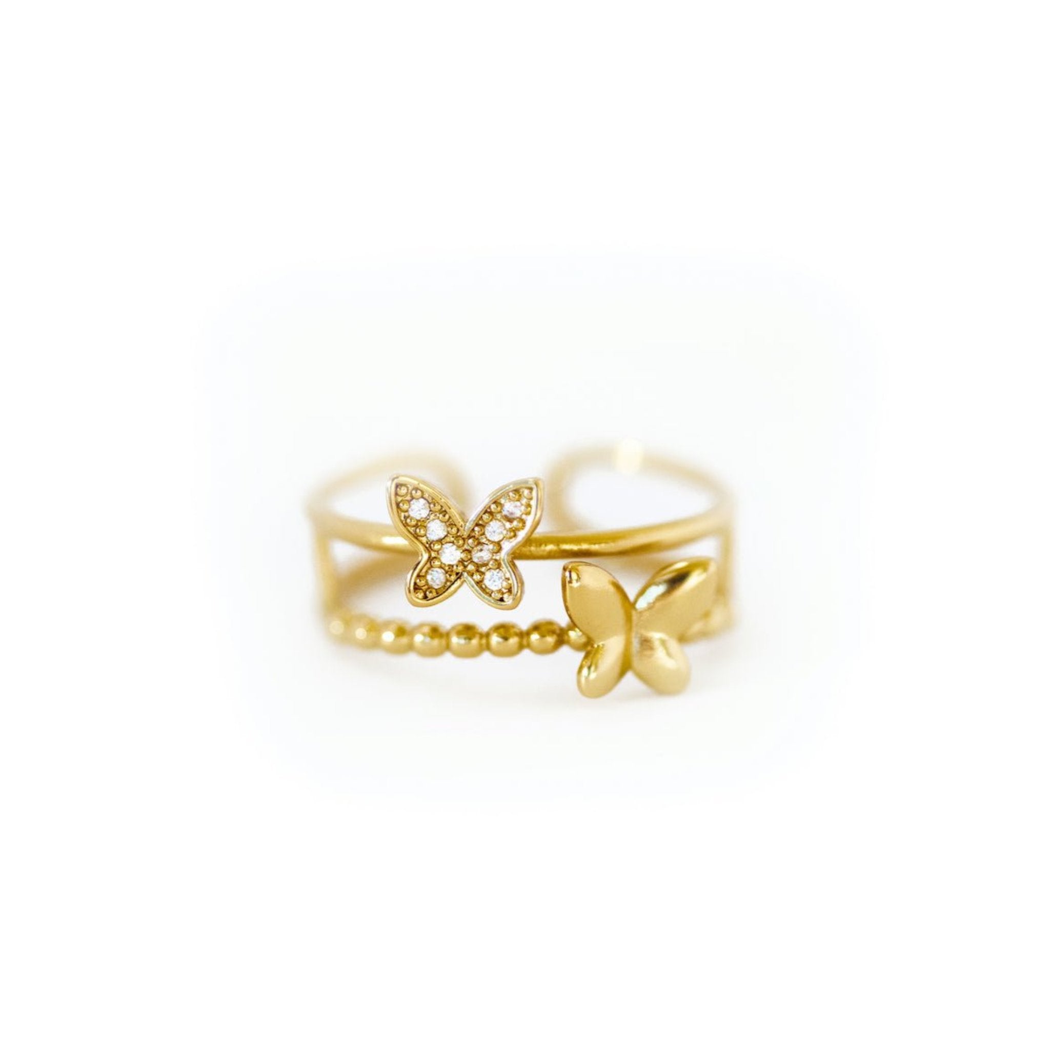 Golden Butterfly Adjustable Ring