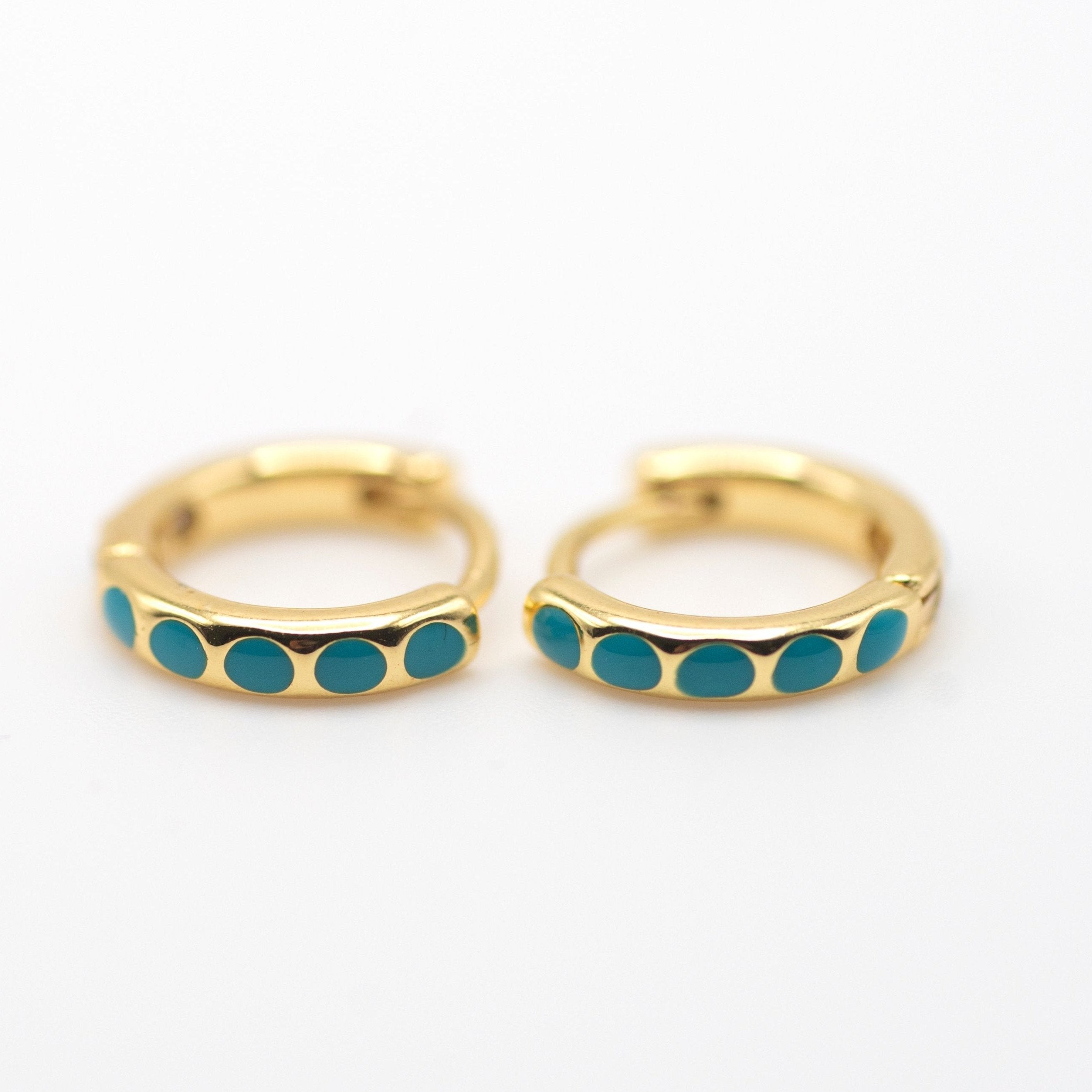 Turquoise Dot Mini Hoops