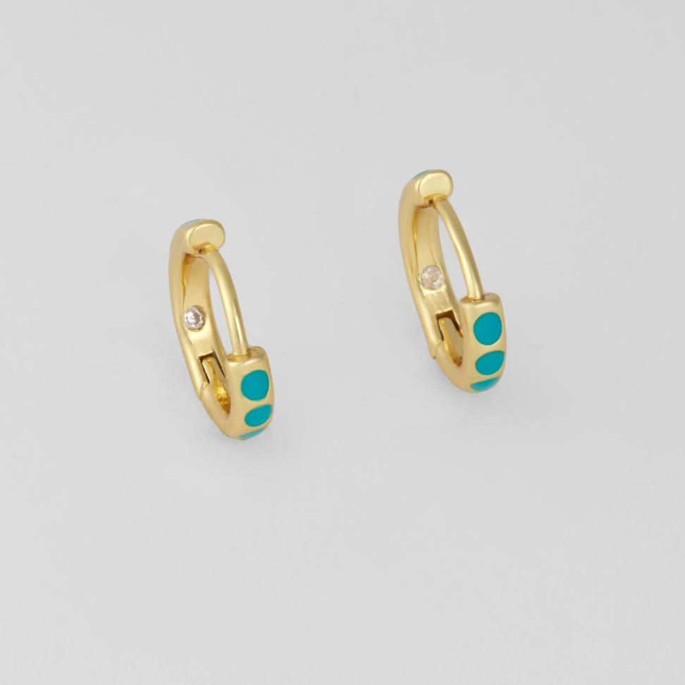 Turquoise Dot Mini Hoops