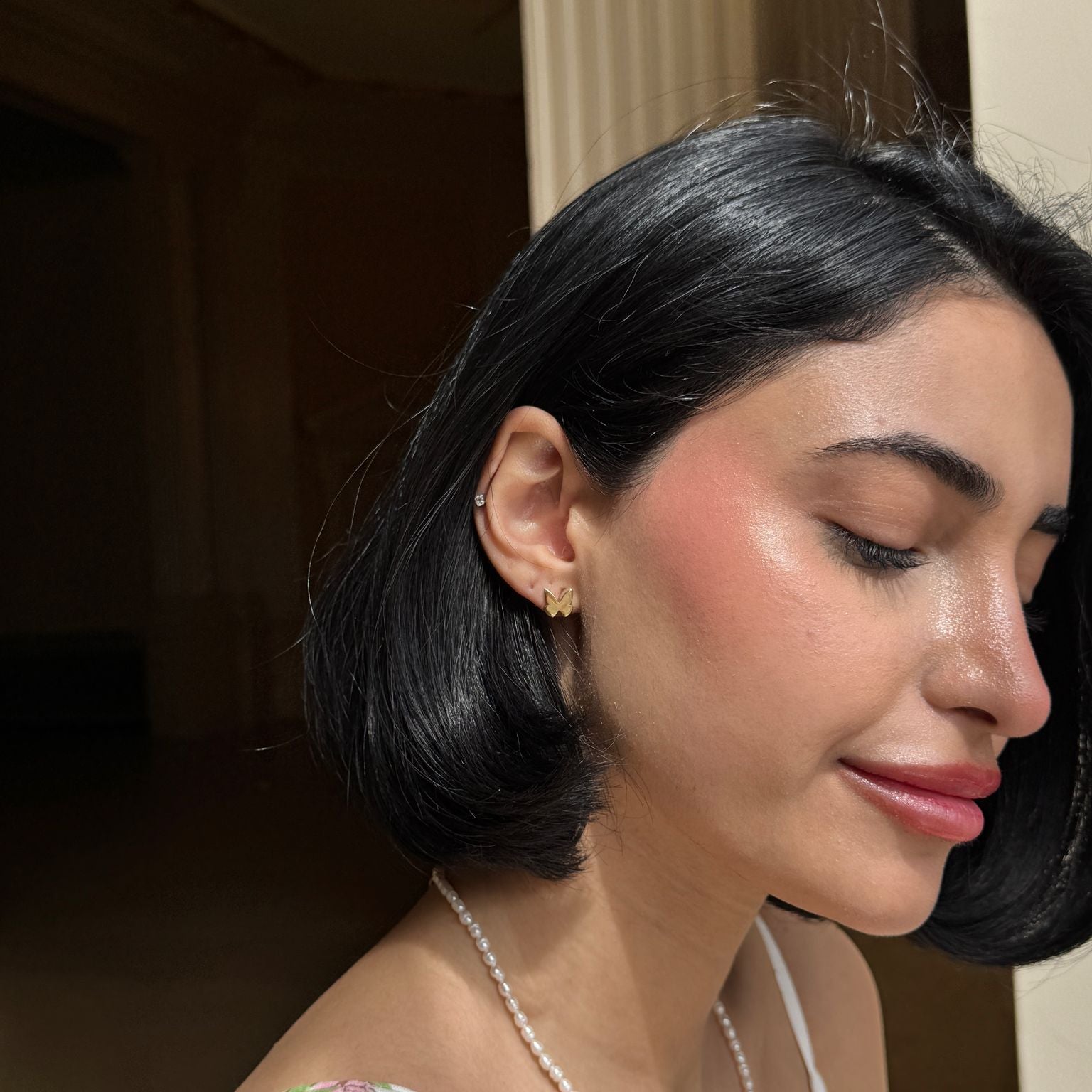 Golden Butterfly Studs