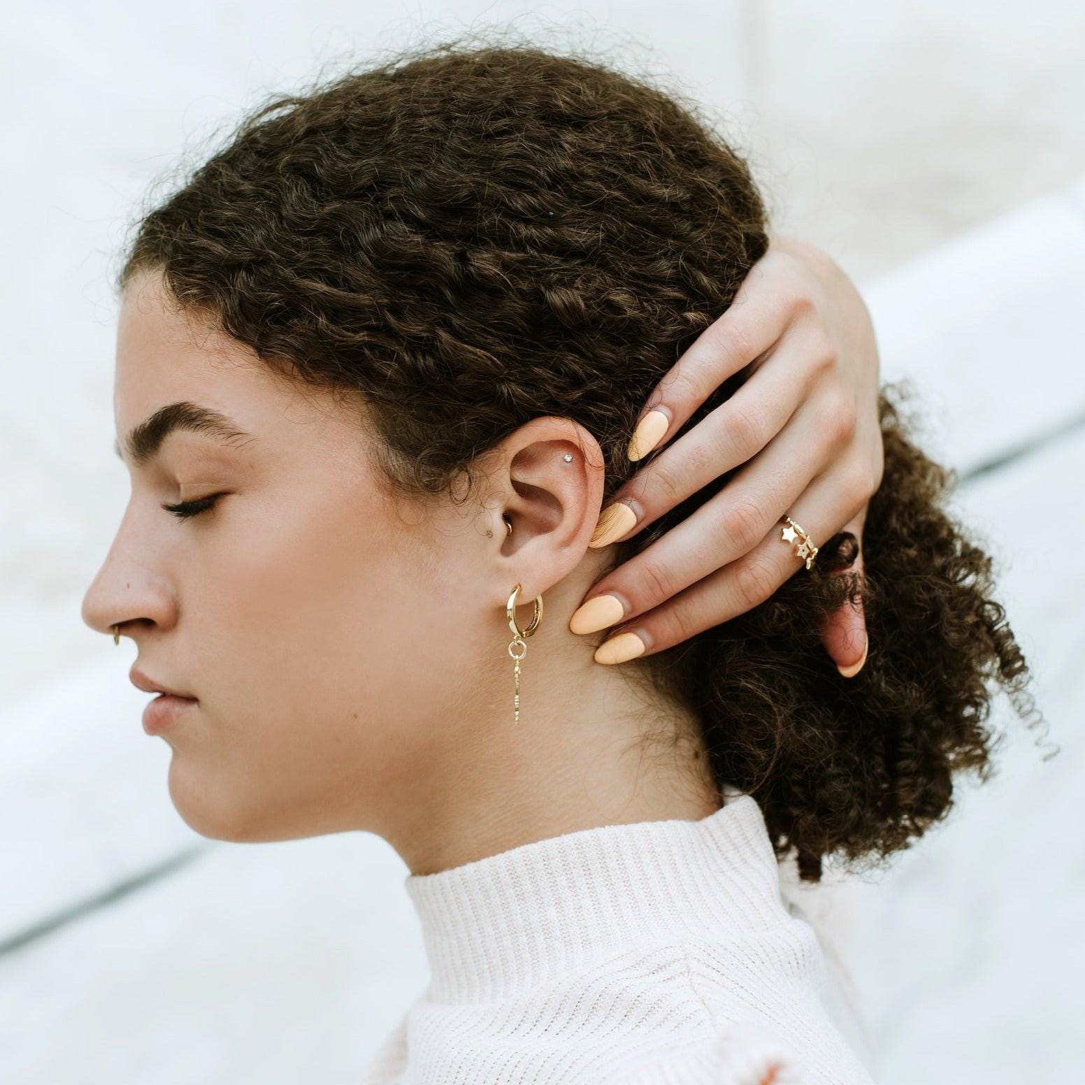 Gold-Filled Key Hoop Earrings: Dainty Huggies, Minimalist Jewelry
