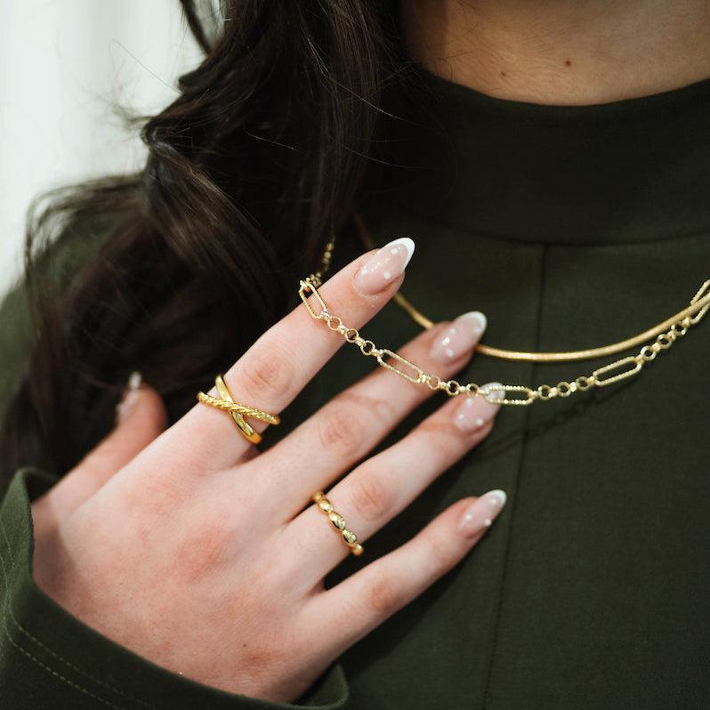 Gold Chain Link Necklace, Gold Filled Chain Necklace, Paperclip Chain Necklace, Snake Chain Necklace, Double Layering Gold Chain Necklace
