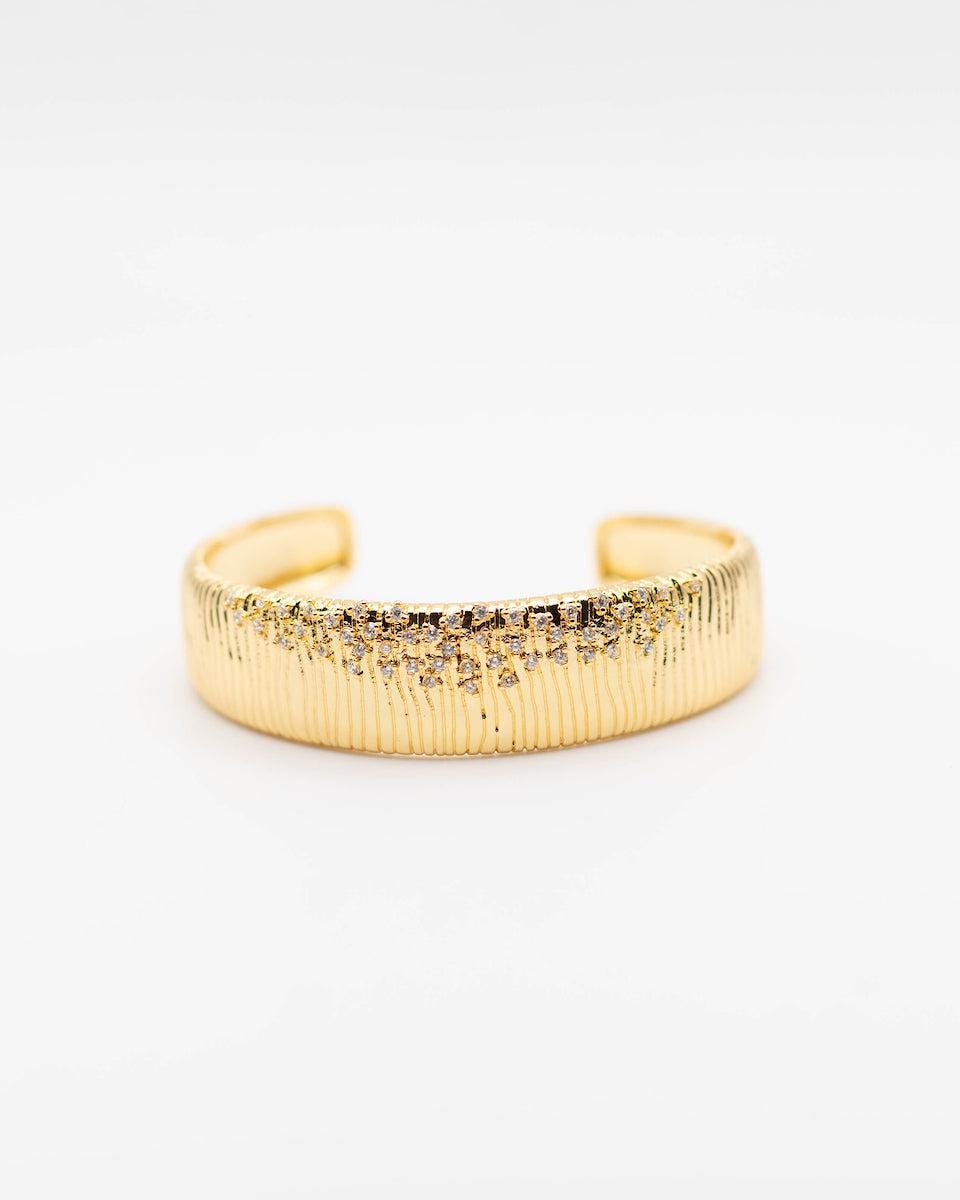 Gold Filled Cuff Bracelet, Chunky Gold Cuff, Gold Filled Bangle, Adjustable Gold Cuff, Wide Gold Bangle, Chunky Gold Bangle, CZ Bangle