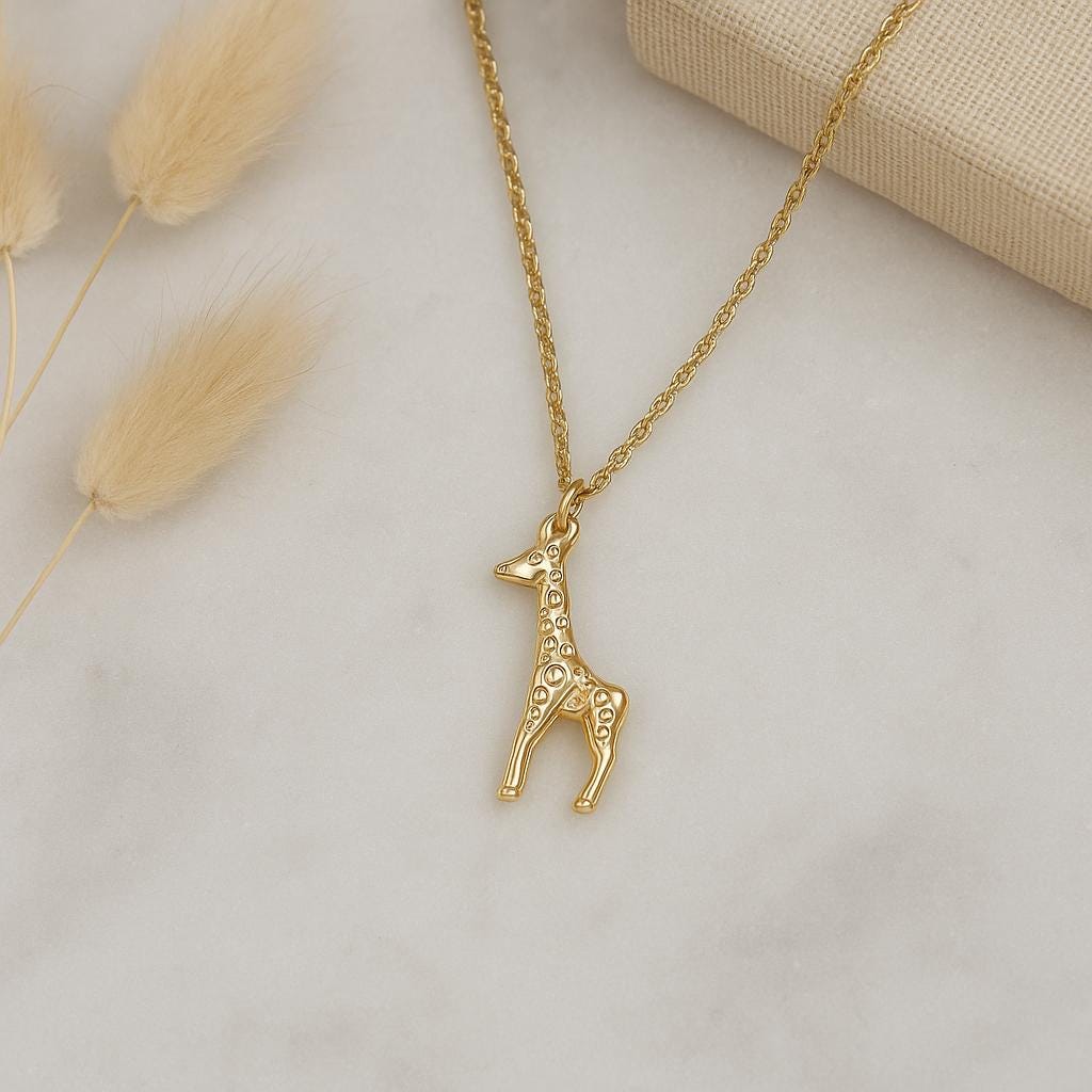 Giraffe Necklace, Giraffe Lover Gift, Giraffe Jewelry, Gold Filled Animal Necklace, Safari Animal Gift, Safari Necklace, Giraffe Pendant