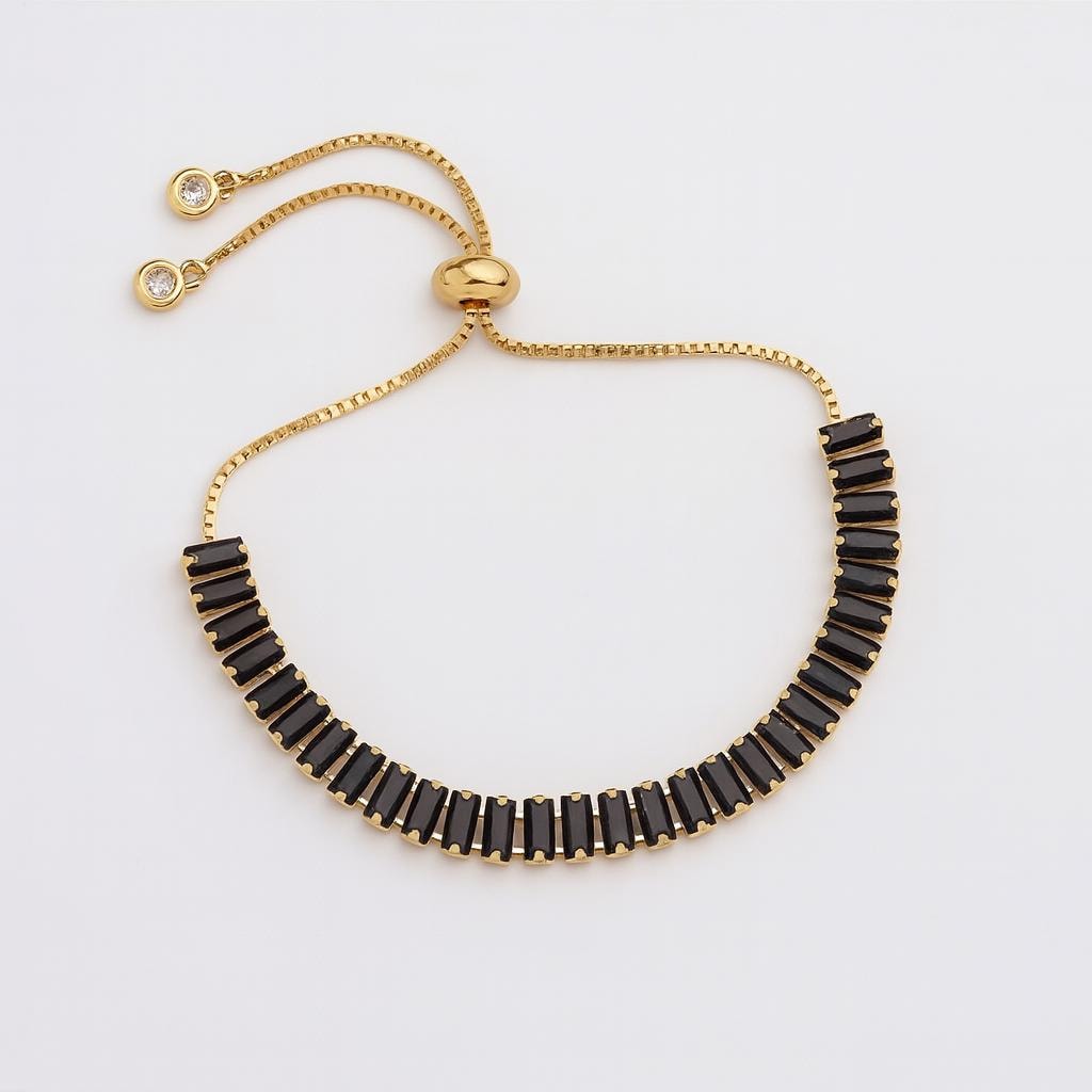 Black Cz Adjustable Bracelet