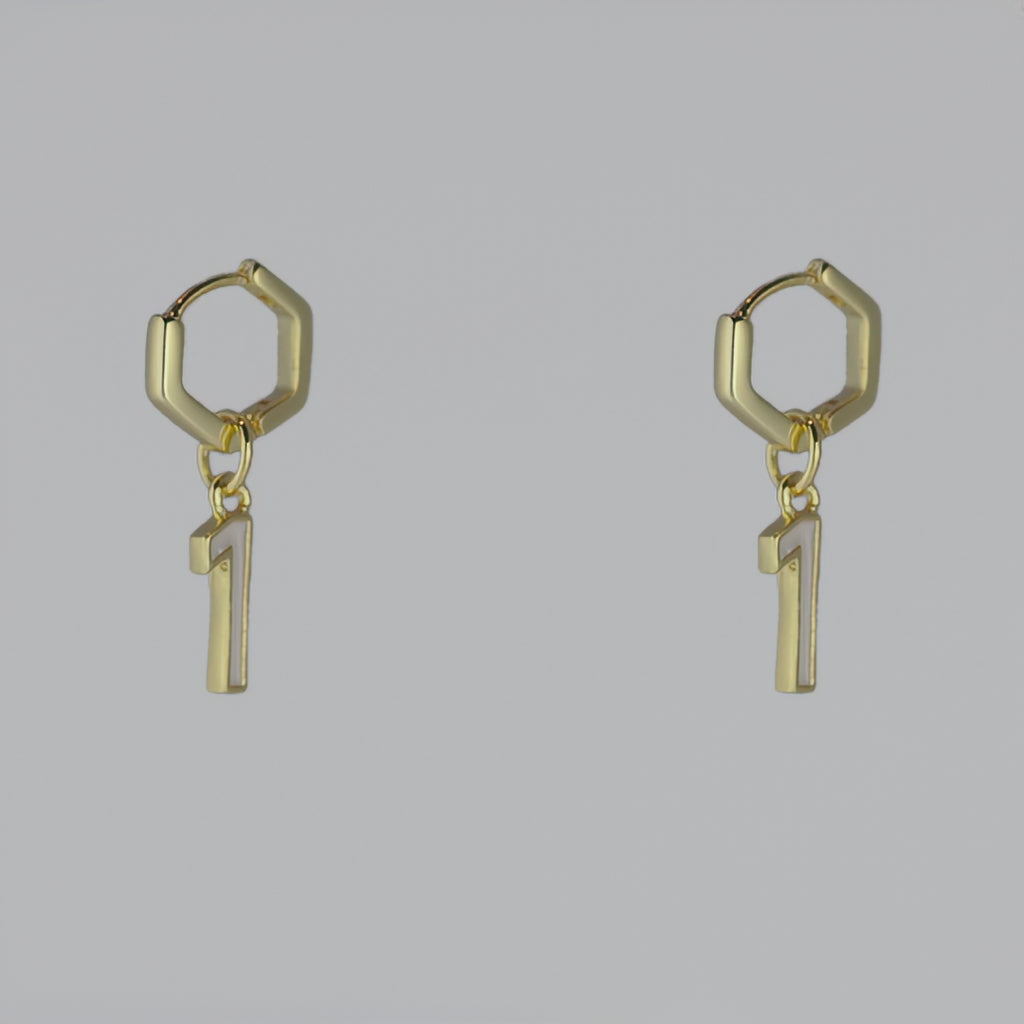 Lucky Numbers Gold-Filled Huggies