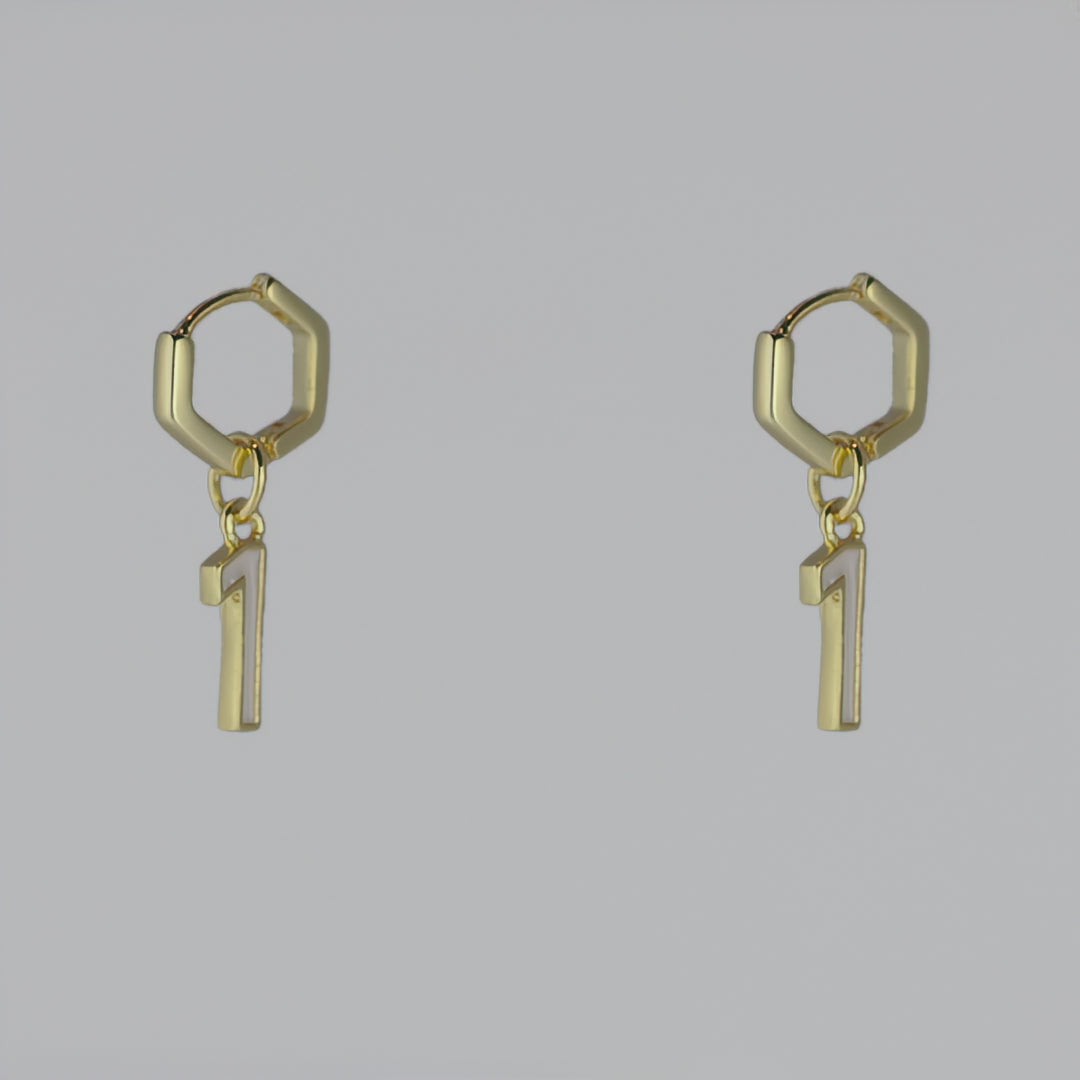 Lucky Numbers Gold-Filled Huggies