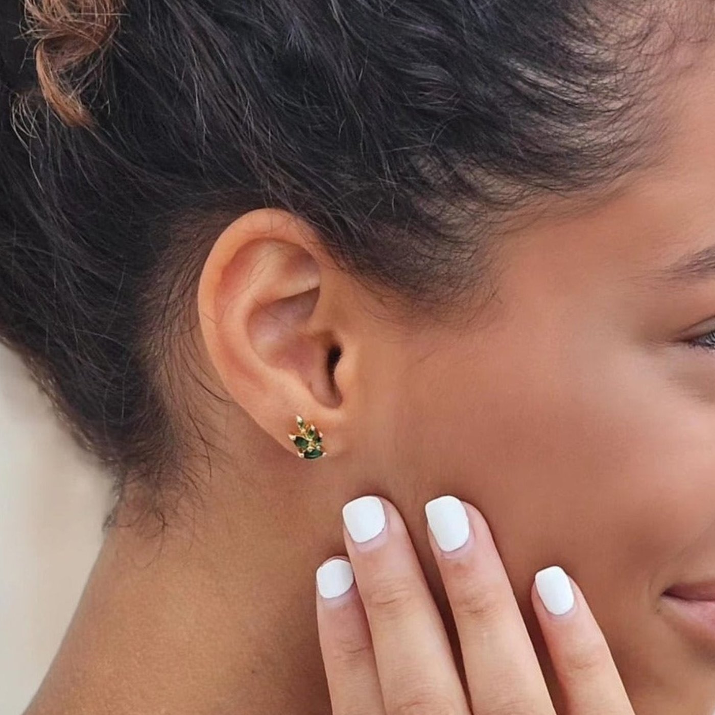 Haifa Emerald Olive Studs